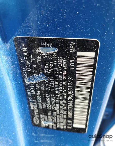 2019 Hyundai Tucson Limited из США, поврежденный, VIN KM8J33A43KU861243